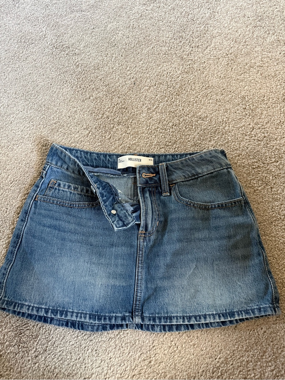 Hollister Medium Wash Denim Mini Skirt